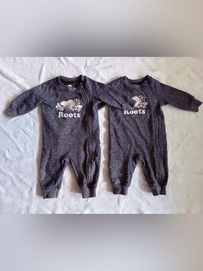 Roots Zip Rompers | 3–6M | TWIN